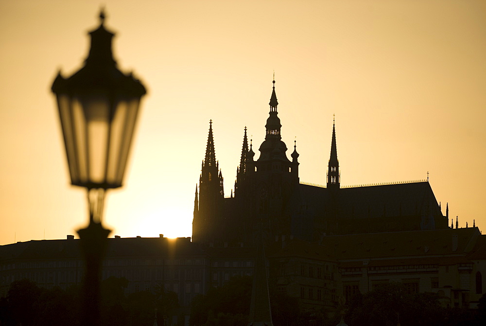 Sunset over silhouetted cathedral