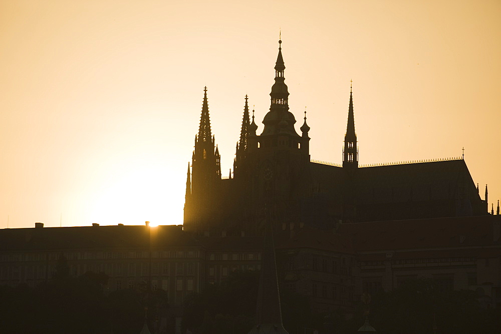 Sunset over silhouetted cathedral