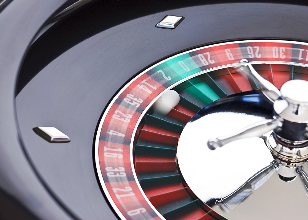 Close up of spinning roulette table