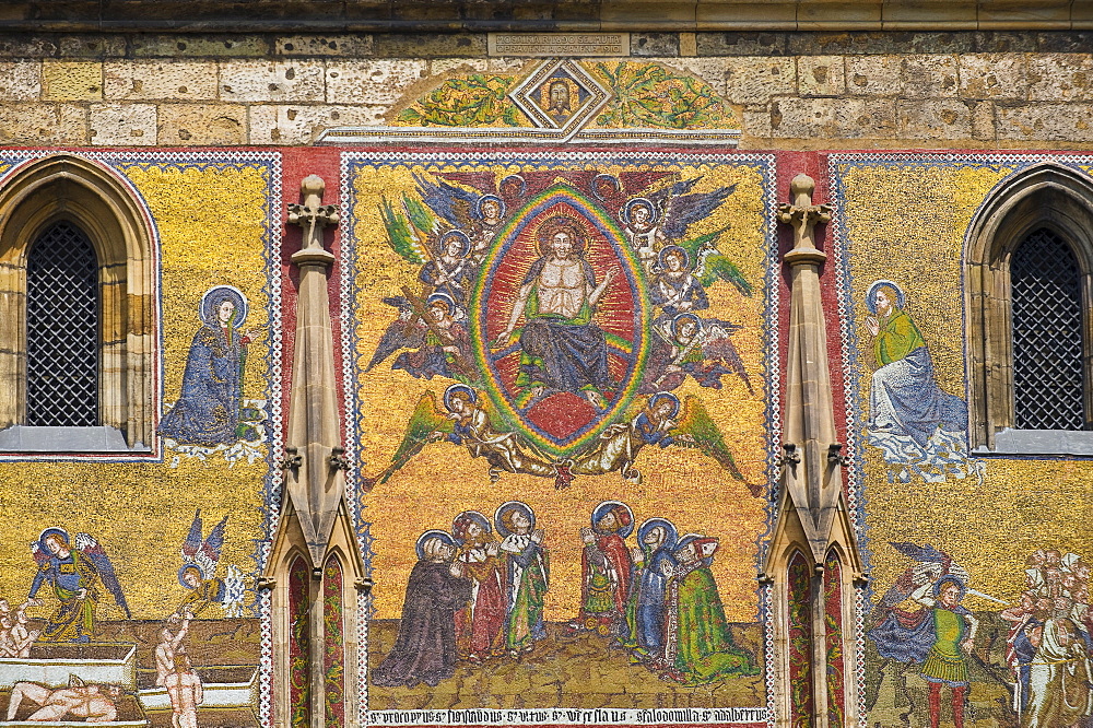 Religious mosaic on cathedral wall