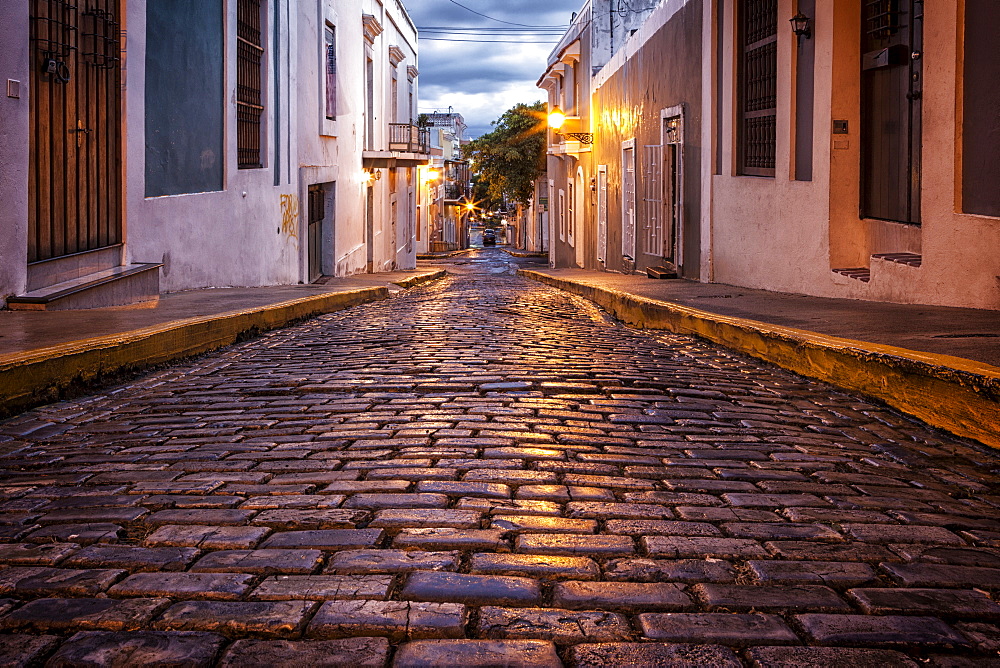 The old cobblestone streets of Old San Juan are barely wide enough for modern cars, Puerto RIco