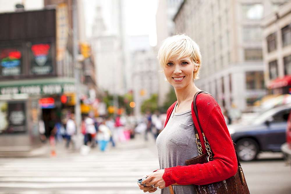 Portrait of woman on street, USA, New York State, New York