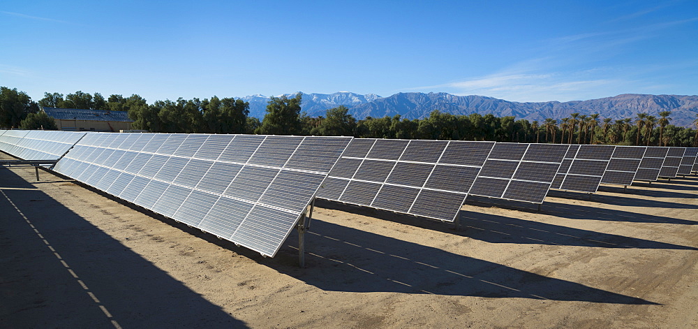 Solar panels on desert, Death Valley California