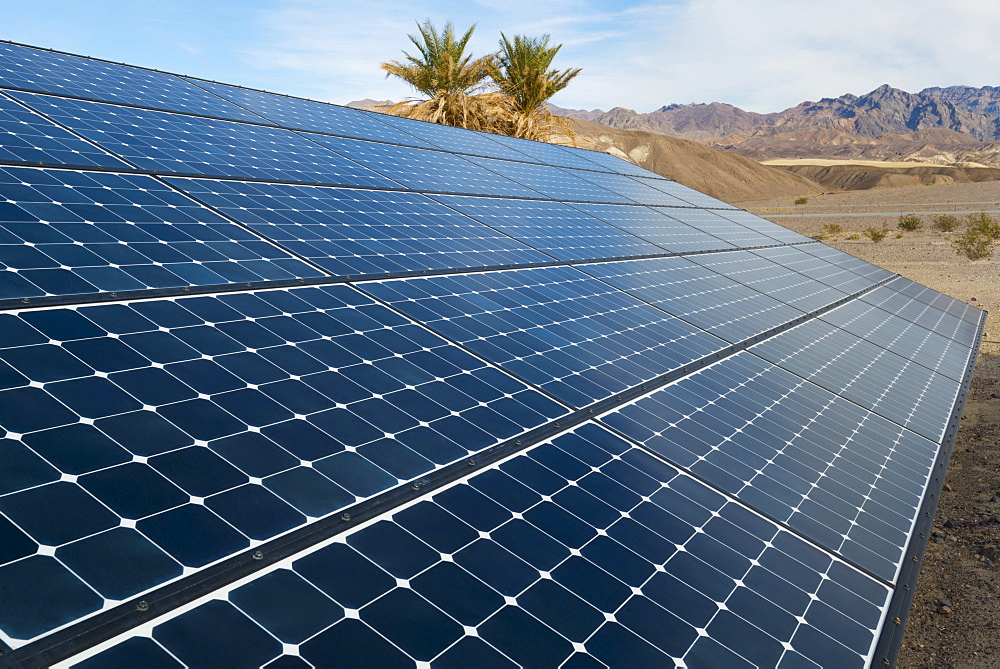 Solar panels on desert, Death Valley California