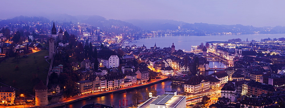 Old town at night, Switzerland, Lucerne