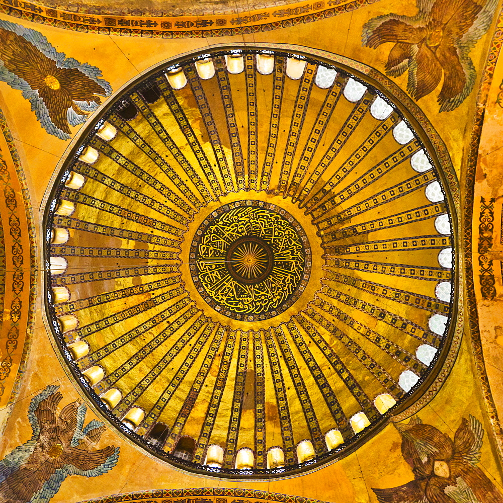 Turkey, Istanbul, Haghia Sophia Mosque interior ceiling