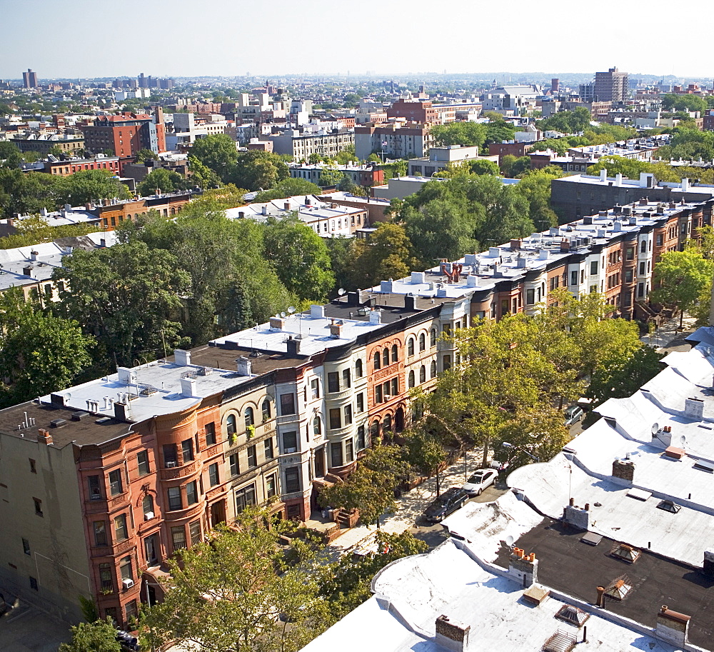 View of rowhouses in Brooklyn, New York