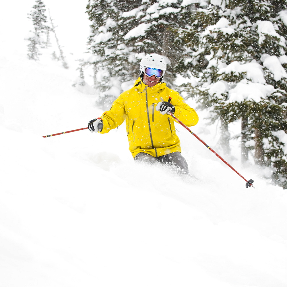 A downhill skier