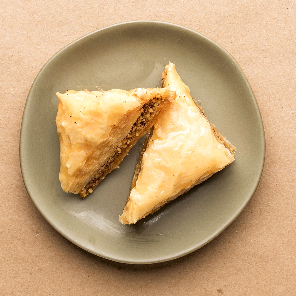 Baklava dessert on plate