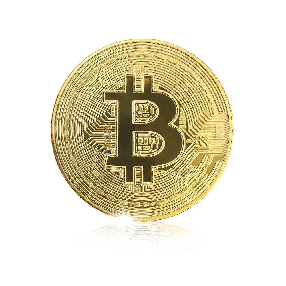 Golden bitcoin wit circuit board pattern