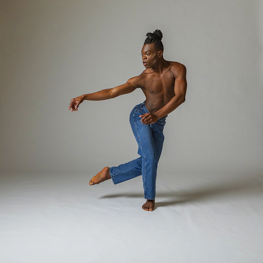 Studio shot of man dancing