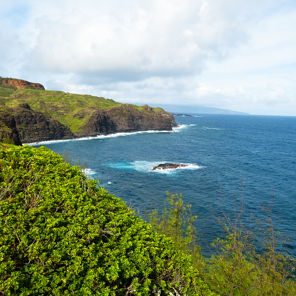 United States, Hawaii, Maui, Sea coast seen from Makaluapuna Point