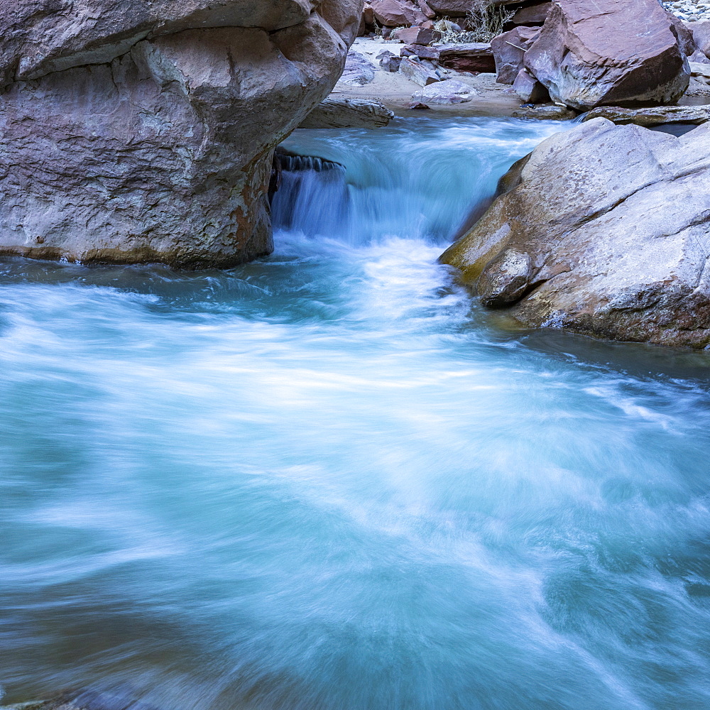 United States, Utah, Zion National Park, Pool in Virgin River in The Narrows of Zion National Park