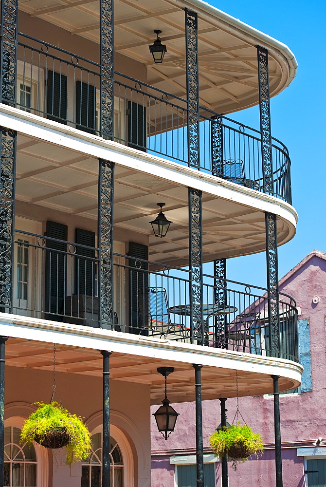 Balconies on building in the French Quarter of New Orleans