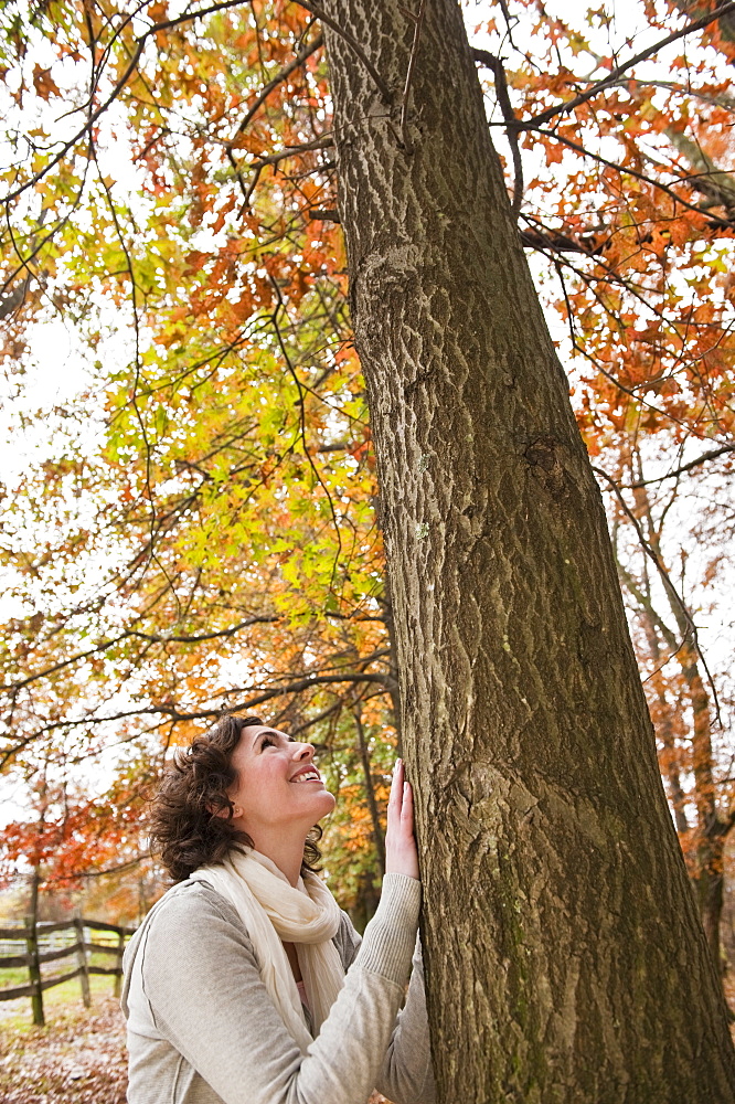 Woman looking at tree