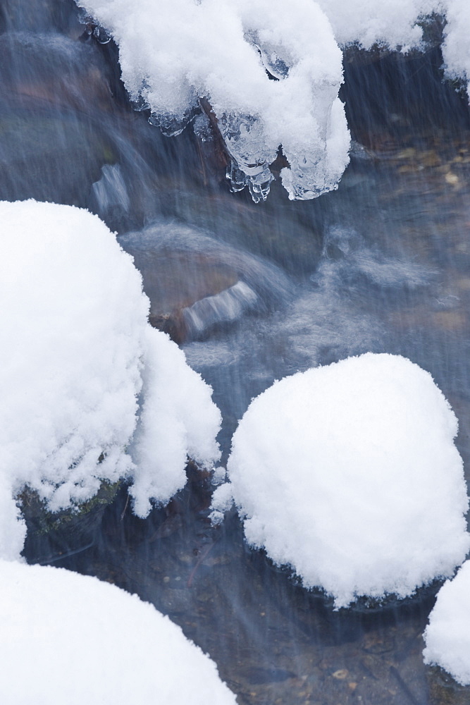 Snowy stream in winter