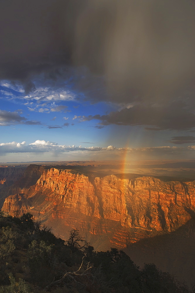 Rainbow and clouds over Grand Canyon, Arizona