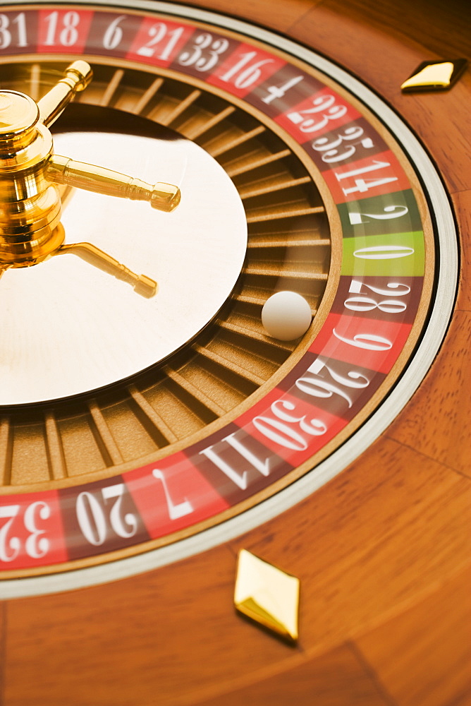 Close up of spinning roulette wheel