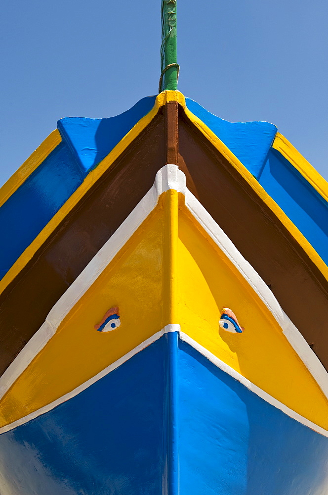 Close up of colorful boat prow