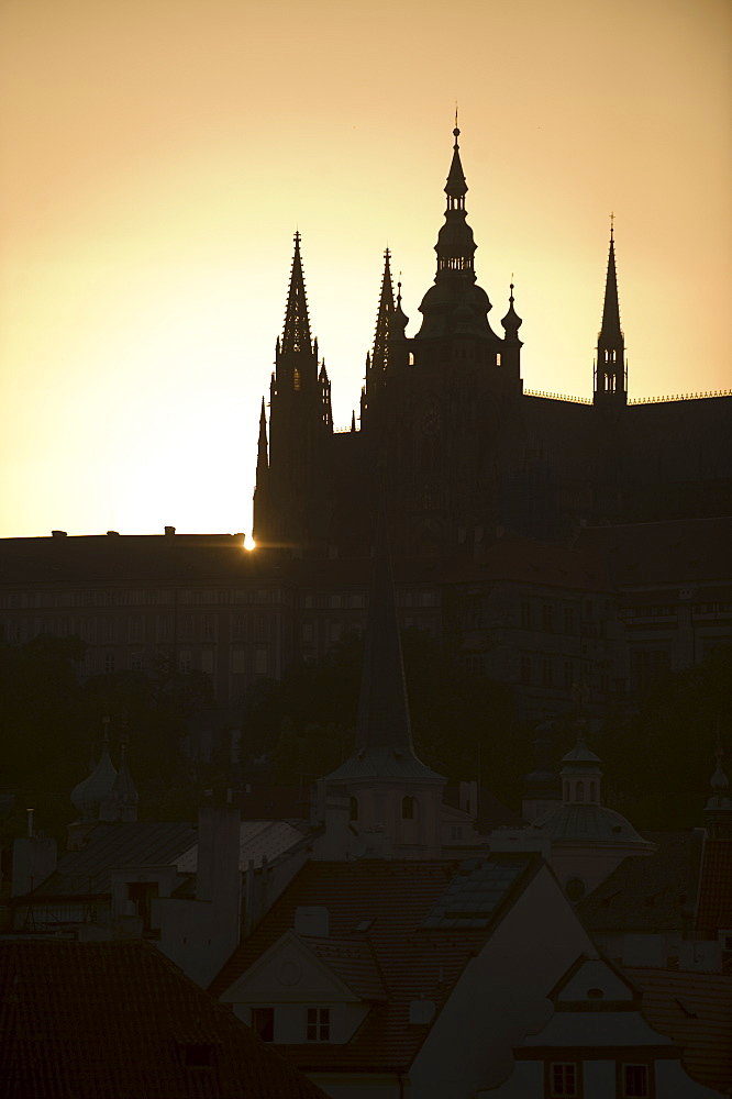 Sunset over silhouetted cathedral