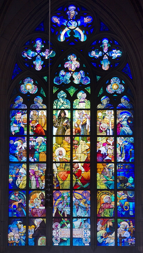 Interior view of cathedral window