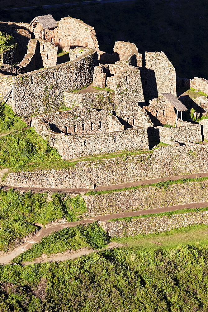 Overlooking ruins at sunset, Peru, Pisac