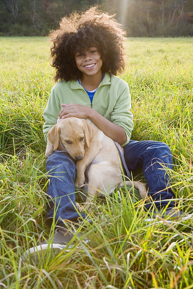 Child and dog