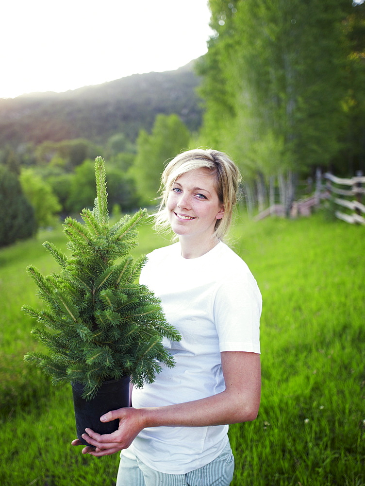 Woman working in garden