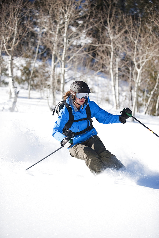 A downhill skier