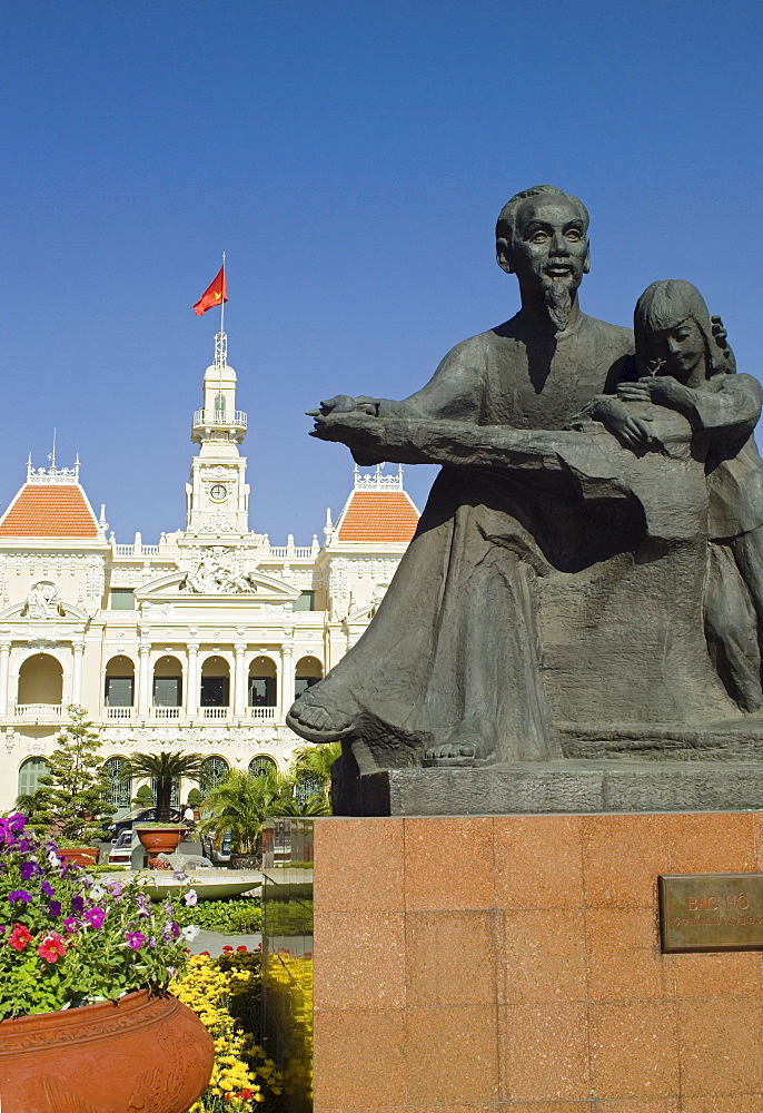 Statue of Ho Chi Minh at City Hall Ho Chi Minh City Saigon Vietnam