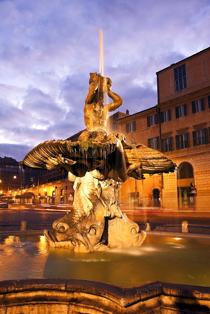 Piazza Barberini, Fountain of the Triton in early morning