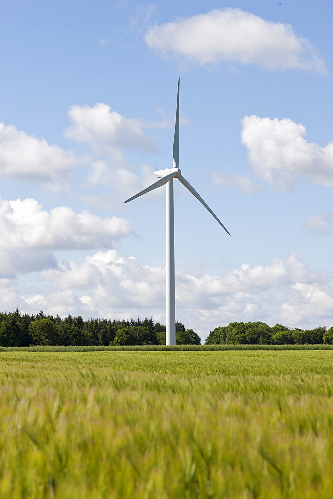 France, Picardy, Somme, Pont Remy, Wind turbine in field