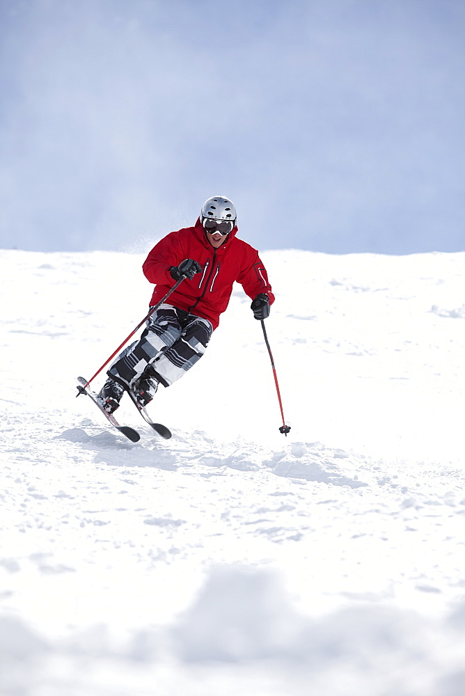 USA, Colorado, Telluride, Skier on fresh powder snow