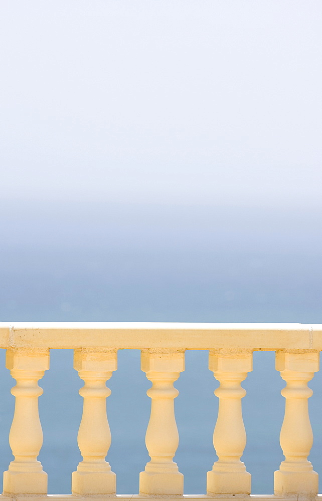 Spain, Costa Blanca, View of sea over balustrade