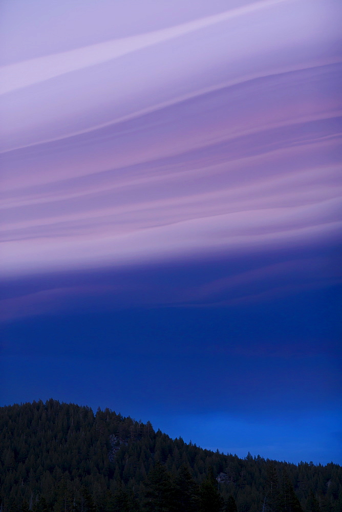 USA, California, Lake Tahoe, Landscape with lenticular clouds