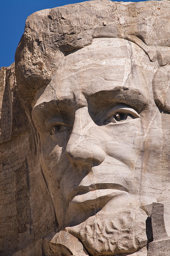 USA, South Dakota, Abraham Lincoln on Mt Rushmore National Monument