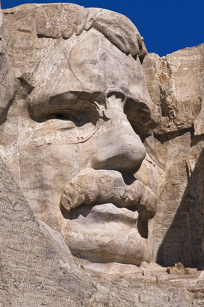 USA, South Dakota, Theodore Roosevelt on Mt Rushmore National Monument