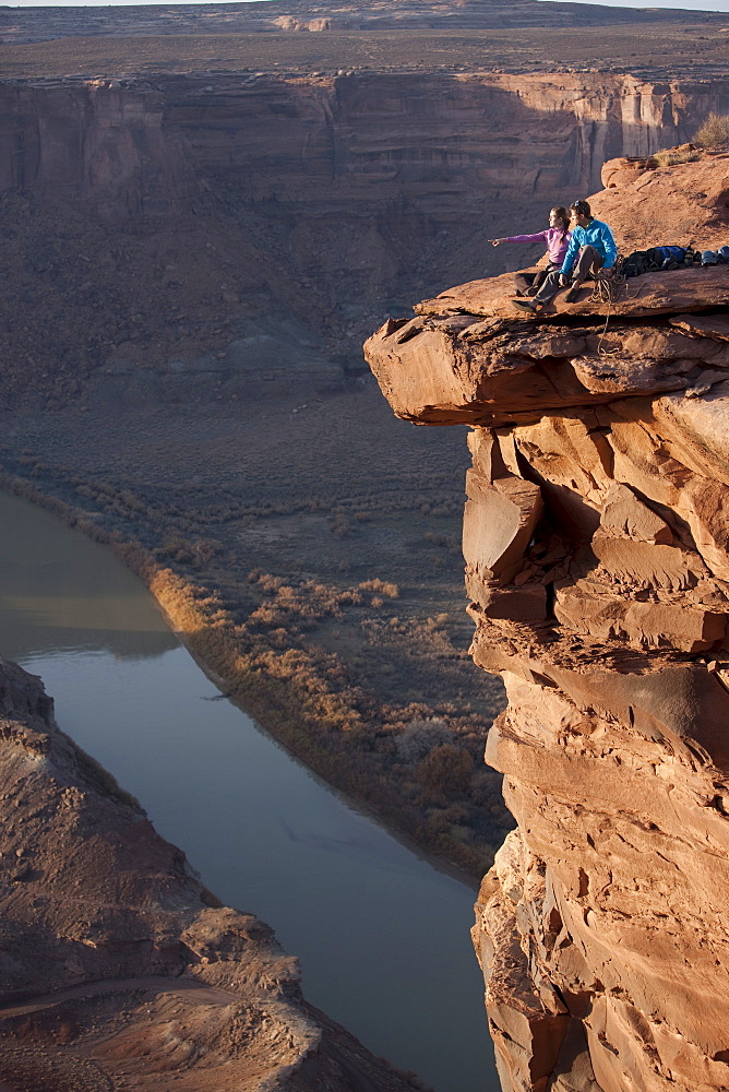 Hikers at top of cliff