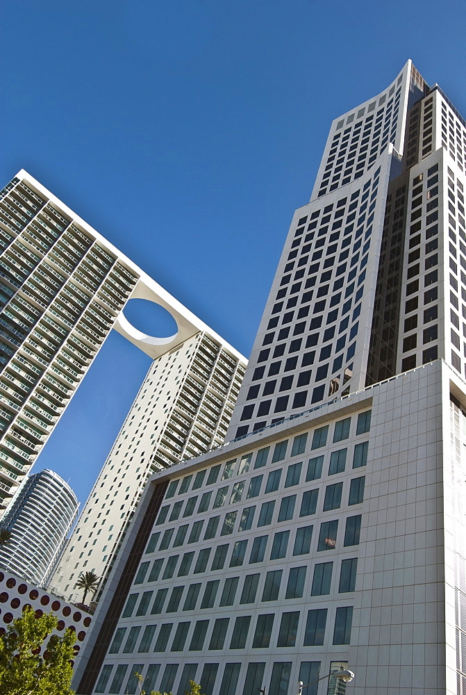Low angle view of 500 brickell towers, Miami, Florida
