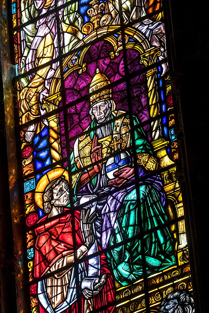 Stained glass in Monastery of Jeronimos, Lisbon, Portugal