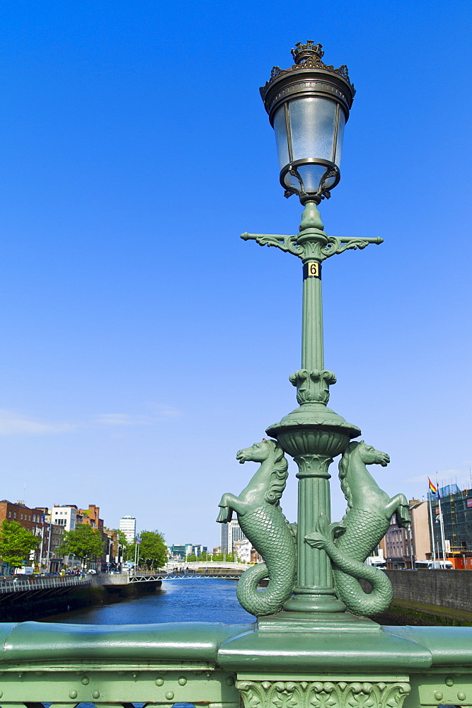 Seahorse statues on Grattan bridge over the river liffey