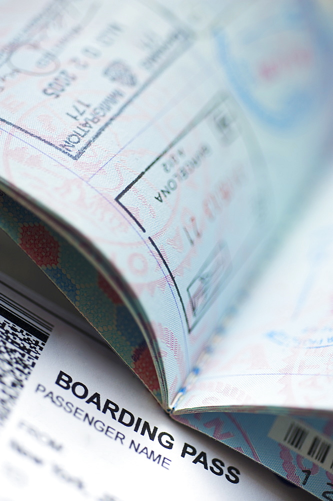 Passport with boarding pass inside