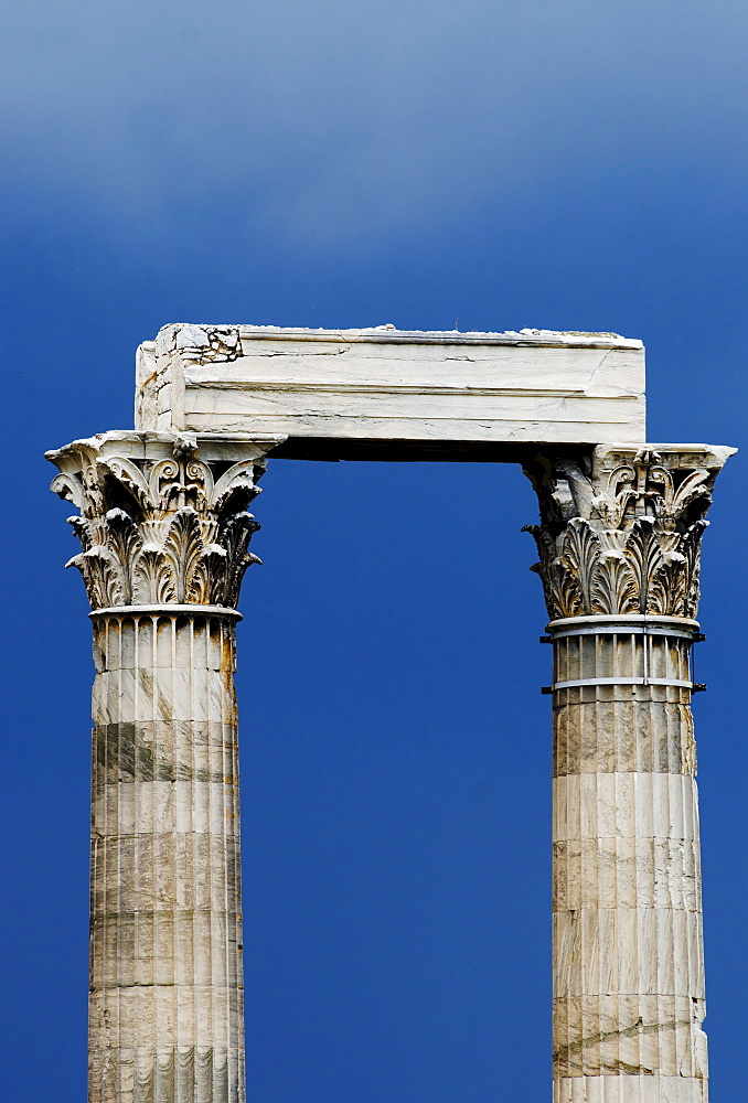 Greece, Athens, Corinthian columns at Temple of Olympian Zeus