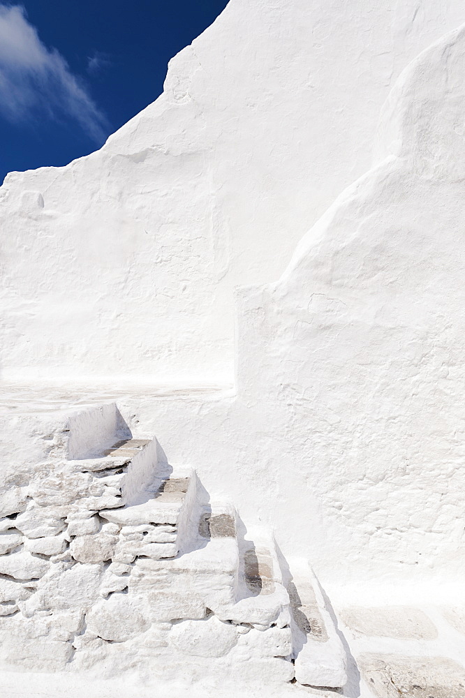 Greece, Cyclades Islands, Mykonos, Paraportiani church steps