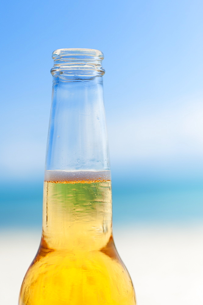 Beer bottle on beach