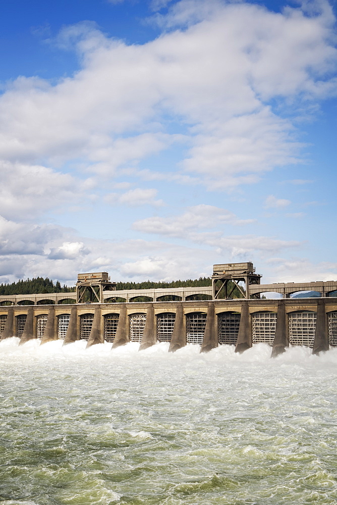 Water moving through locks, Bonneville Dam, Oregon