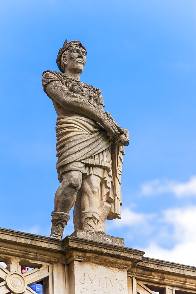 UK, Somerset, Bath, Statue of Julius Caesar at Roman Baths, UK, Somerset, Bath