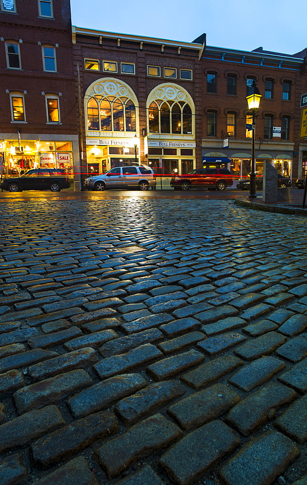 Fore Street at dusk, Portland, Maine