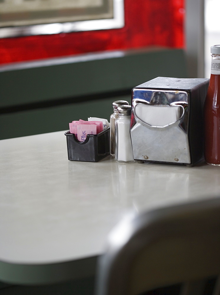 Still life of table in diner