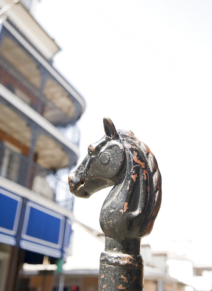 Close up of hitching post, French Quarter, New Orleans, Louisiana, United States